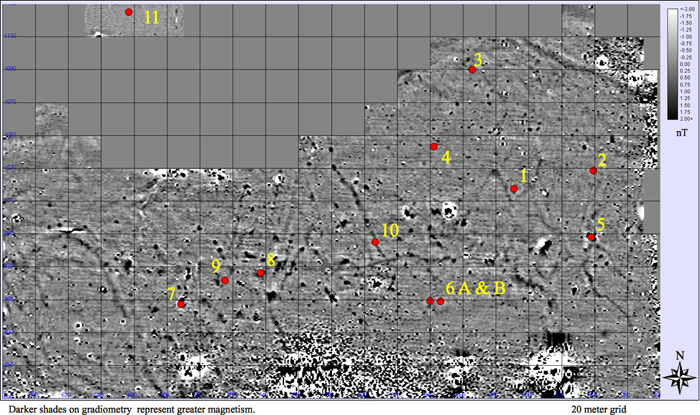 Image of anomalies selected for excavation